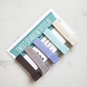 Grosgrain ribbon girls alligator hair clips, set of 5, no slip grip lined NWT